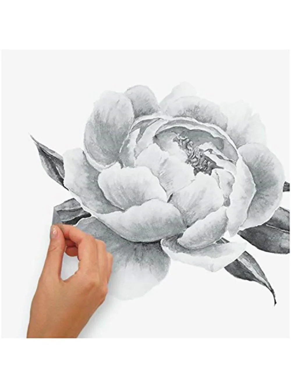 Floral Wall Decals Peel Stick Black White Peonies Removable Vinyl Decor